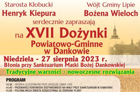 Plakat z programem Powiatowo-Gminnych Dożynek w Dankowie.