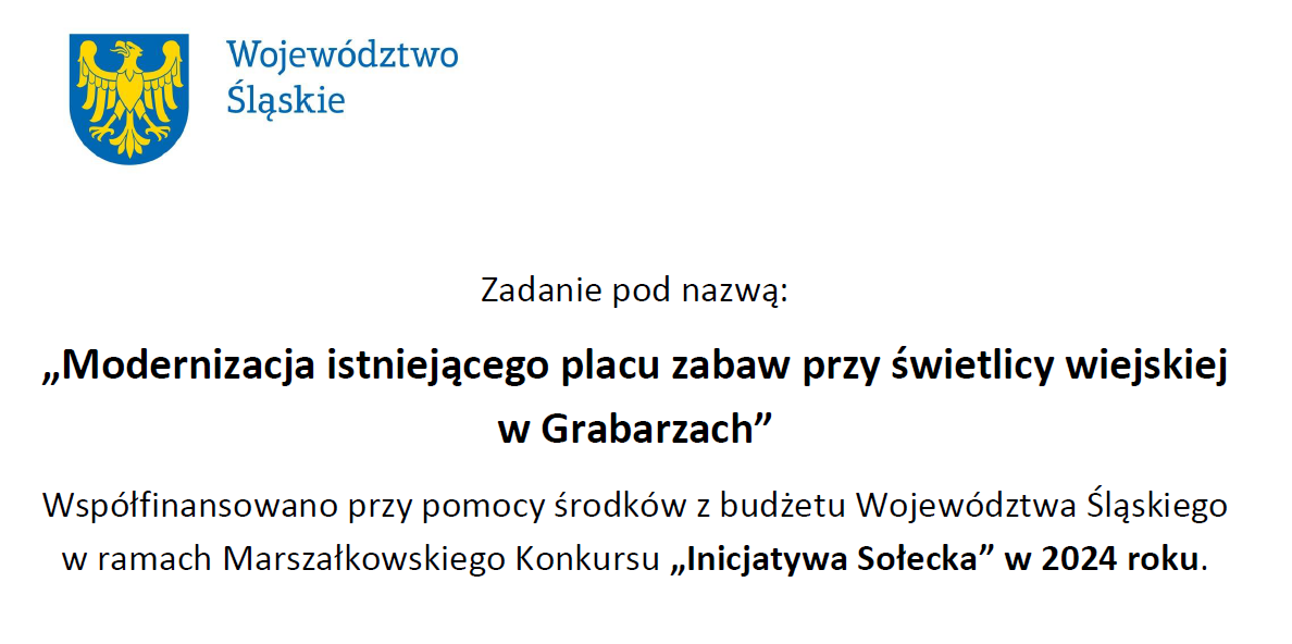 Tablica z herbem Województwa Śląskiego i nazwa zadania