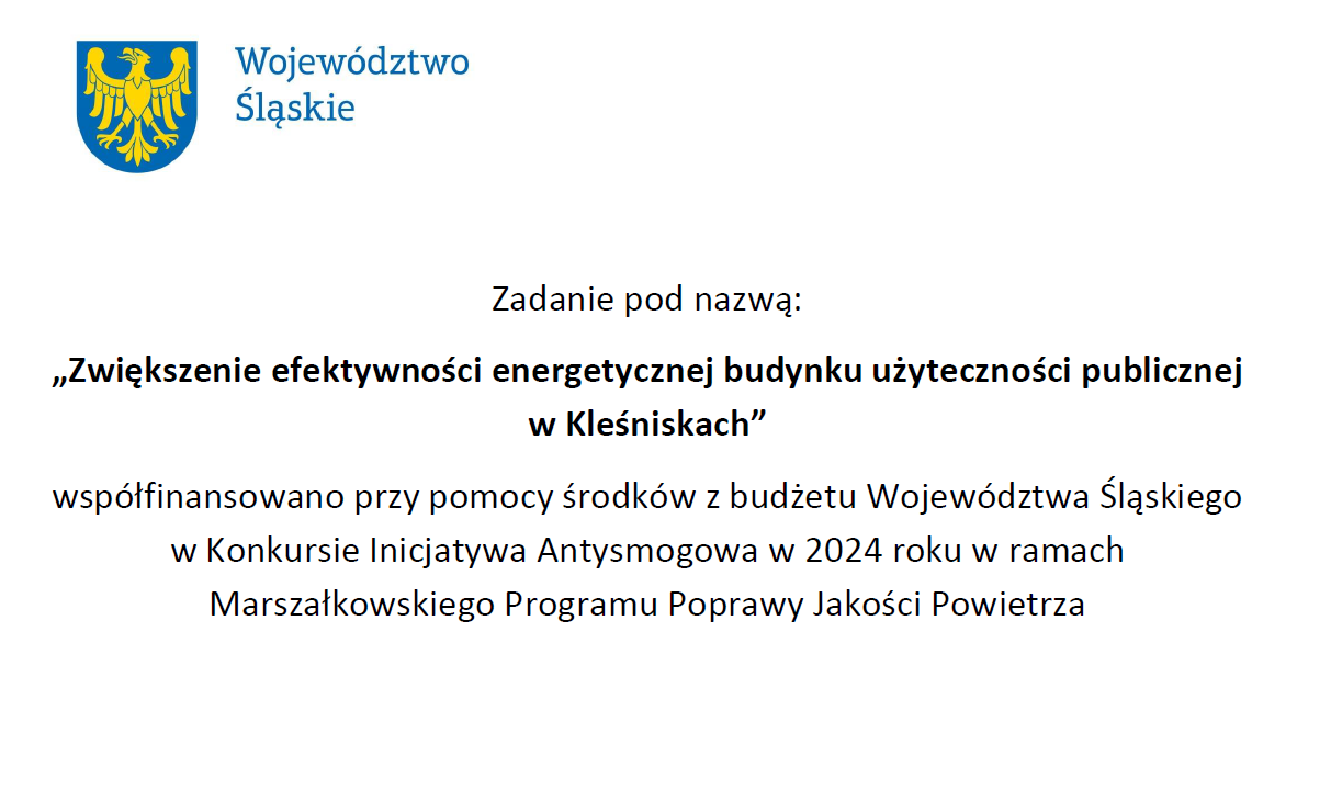 Tablica z herbem Województwa Śląskiego i nazwa zadania