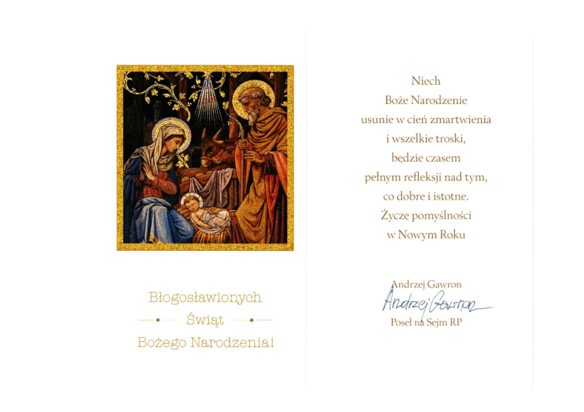 Życzenia od Posła na Sejm RP, Andrzeja Gawrona