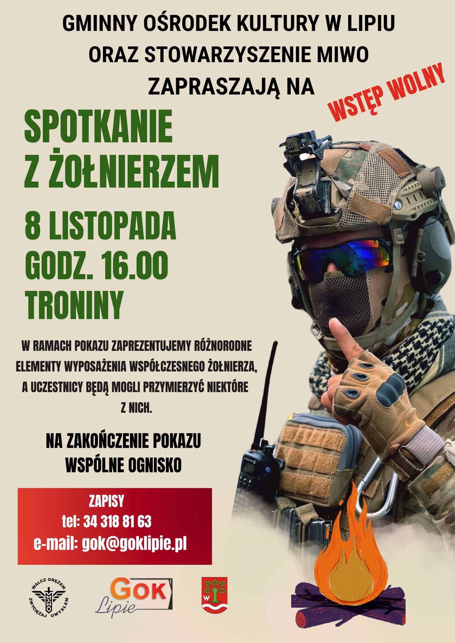 Plakat zapraszający na spotkanie z żołnierzem
