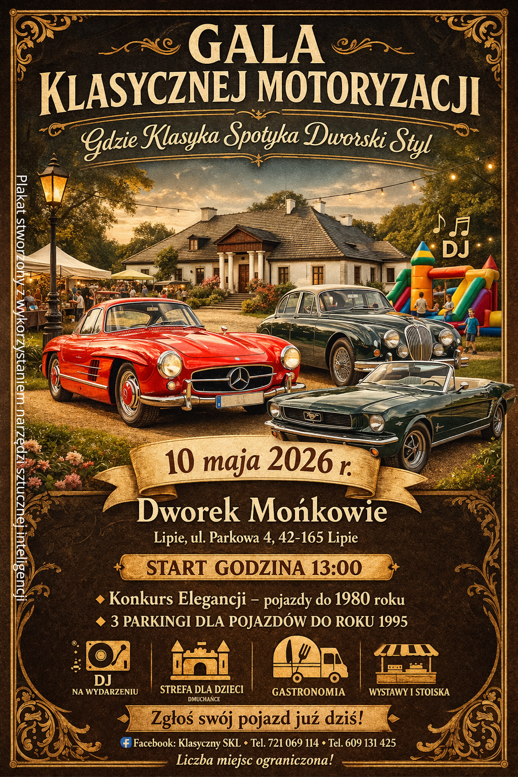 Plakat zapraszający na Galę Klasycznej Motoryzacji