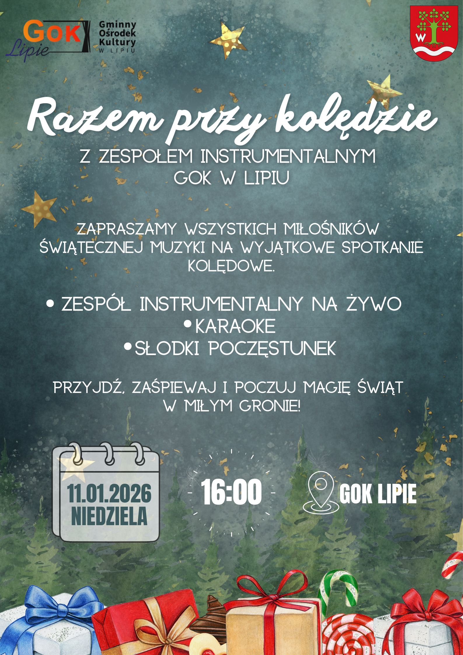 Plakat zapraszający na spotkanie kolędowe