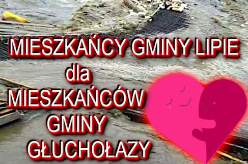 Serce na tle zniszczen powodziowych 