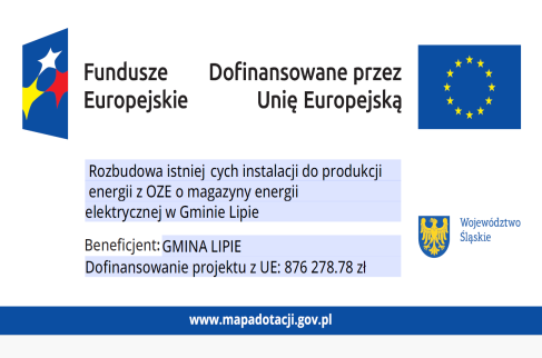 Biała tablica z logiem Unii Europejskiej i nazwą zadania