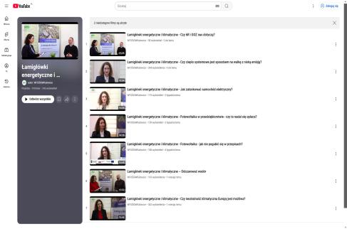 Zrzut ekranu strony kanału Łamigłówki Energetyczne i Klimatyczne na YouTube.