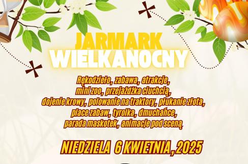 Plakat z zaproszeniem na Jarmark Bożonarodzeniowy na Ranczo Zagata 8 kwietnia