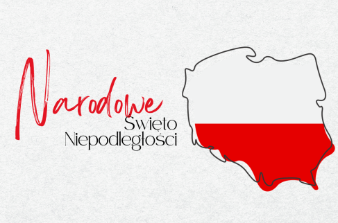 Biało czerwona mapa polski i napis narodowe święto niepodlegości