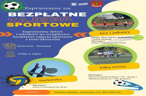 Bezpłatne zajęcia sportowe na orliku dla dzieci i młodzieży - gry i zabawy, piłka nożna, siatkówka