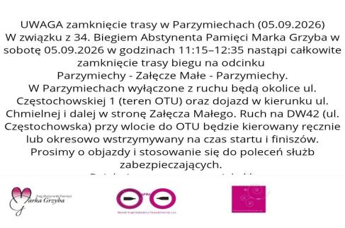 Informacja o zamknięciu trasy