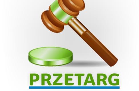 Logo z napisem przetarg i młotkiem